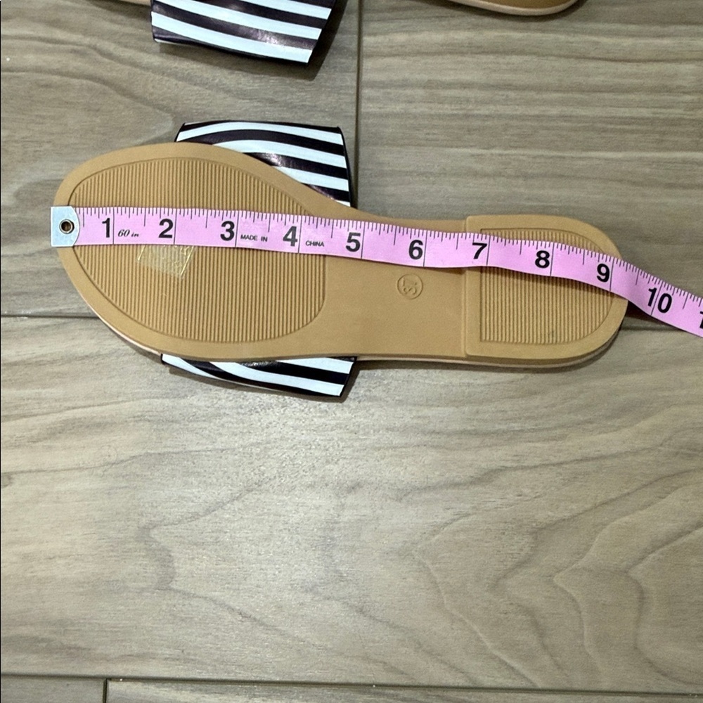 Black and White Striped Women's Slides - Picture 6 of 6